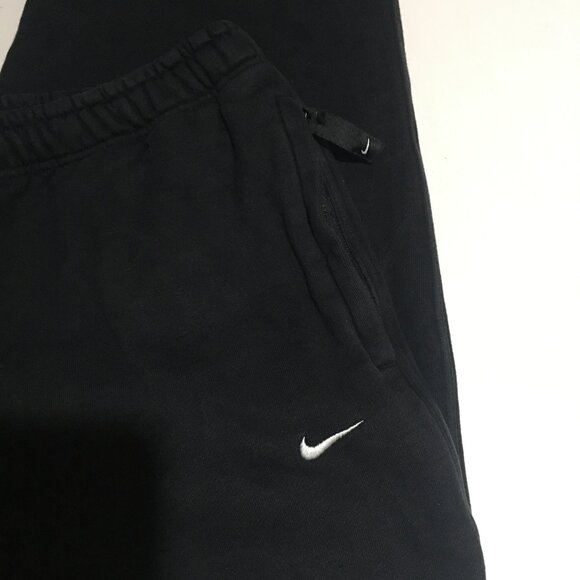 Nike Solo Swoosh Fleece Pants Men Large Black Heavyweight Sweatpants Zip Pockets - Picture 2 of 10